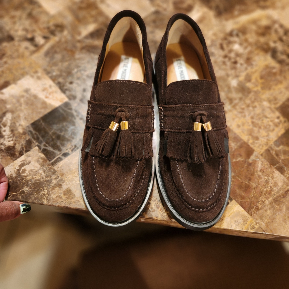 Steve Madden Dark Brown Suede Tassel Loafers